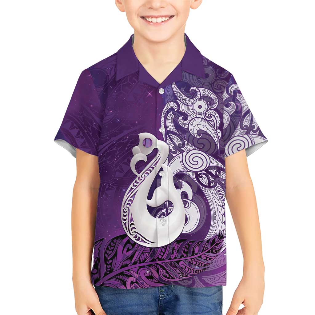 New Zealand Matariki Hawaiian Shirt Maori Manaia Galaxy Silver Fern Purple Color LT22 - Polynesian Pride