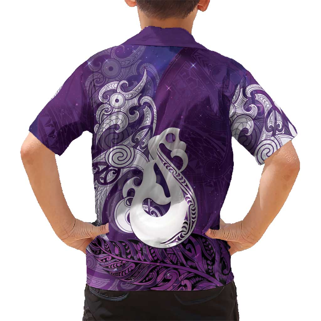 New Zealand Matariki Hawaiian Shirt Maori Manaia Galaxy Silver Fern Purple Color LT22 - Polynesian Pride