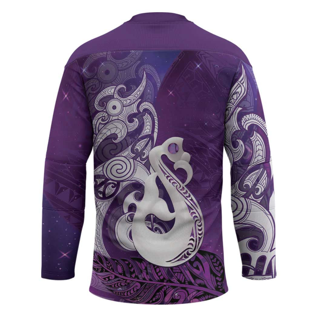New Zealand Matariki Hockey Jersey Maori Manaia Galaxy Silver Fern Purple Color LT22 - Polynesian Pride