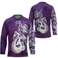 New Zealand Matariki Hockey Jersey Maori Manaia Galaxy Silver Fern Purple Color LT22 - Polynesian Pride