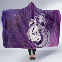 New Zealand Matariki Hooded Blanket Maori Manaia Galaxy Silver Fern Purple Color