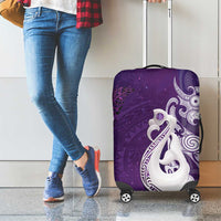 New Zealand Matariki Luggage Cover Maori Manaia Galaxy Silver Fern Purple Color LT22 - Polynesian Pride
