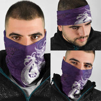 New Zealand Matariki Neck Gaiter Maori Manaia Galaxy Silver Fern Purple Color