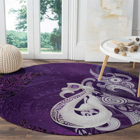 New Zealand Matariki Round Carpet Maori Manaia Galaxy Silver Fern Purple Color