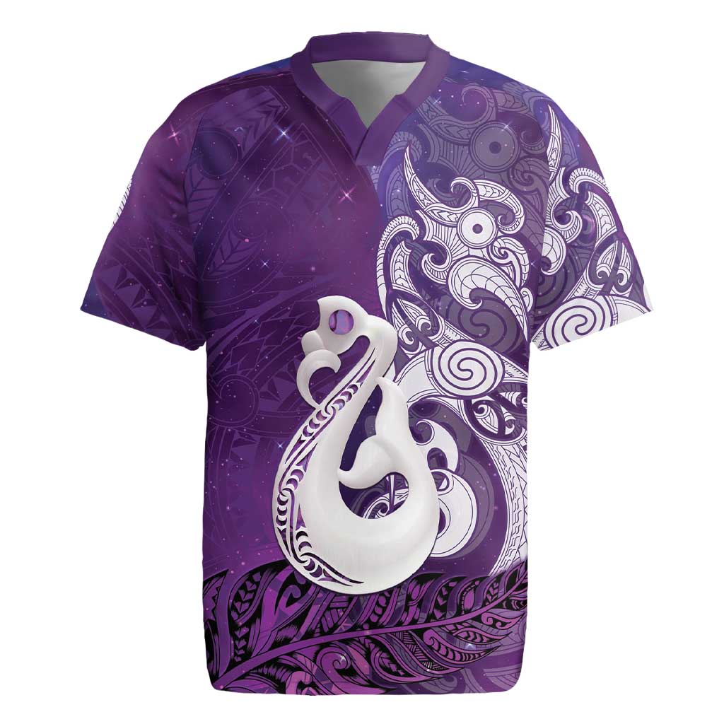 New Zealand Matariki Rugby Jersey Maori Manaia Galaxy Silver Fern Purple Color