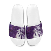 New Zealand Matariki Slide Sandals Maori Manaia Galaxy Silver Fern Purple Color