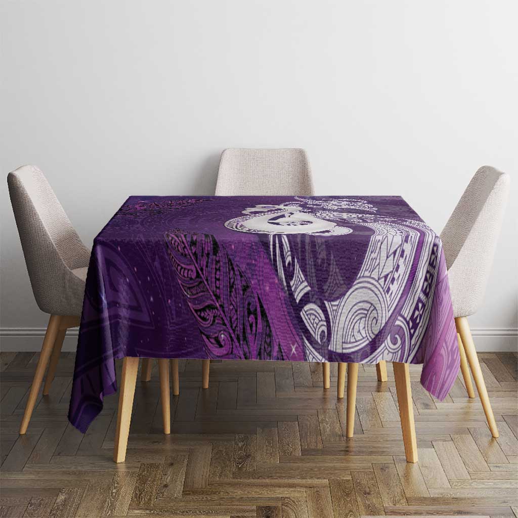New Zealand Matariki Tablecloth Maori Manaia Galaxy Silver Fern Purple Color