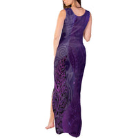 New Zealand Matariki Tank Maxi Dress Maori Manaia Galaxy Silver Fern Purple Color LT22 - Polynesian Pride