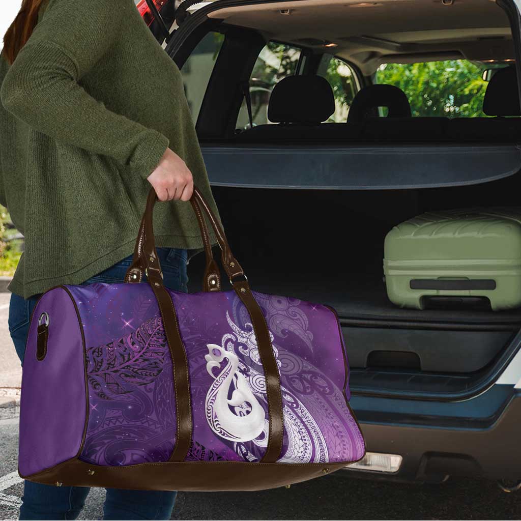 New Zealand Matariki Travel Bag Maori Manaia Galaxy Silver Fern Purple Color LT22 - Polynesian Pride