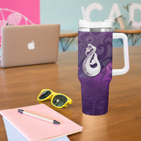 New Zealand Matariki Tumbler With Handle Maori Manaia Galaxy Silver Fern Purple Color