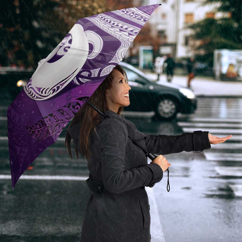 New Zealand Matariki Umbrella Maori Manaia Galaxy Silver Fern Purple Color
