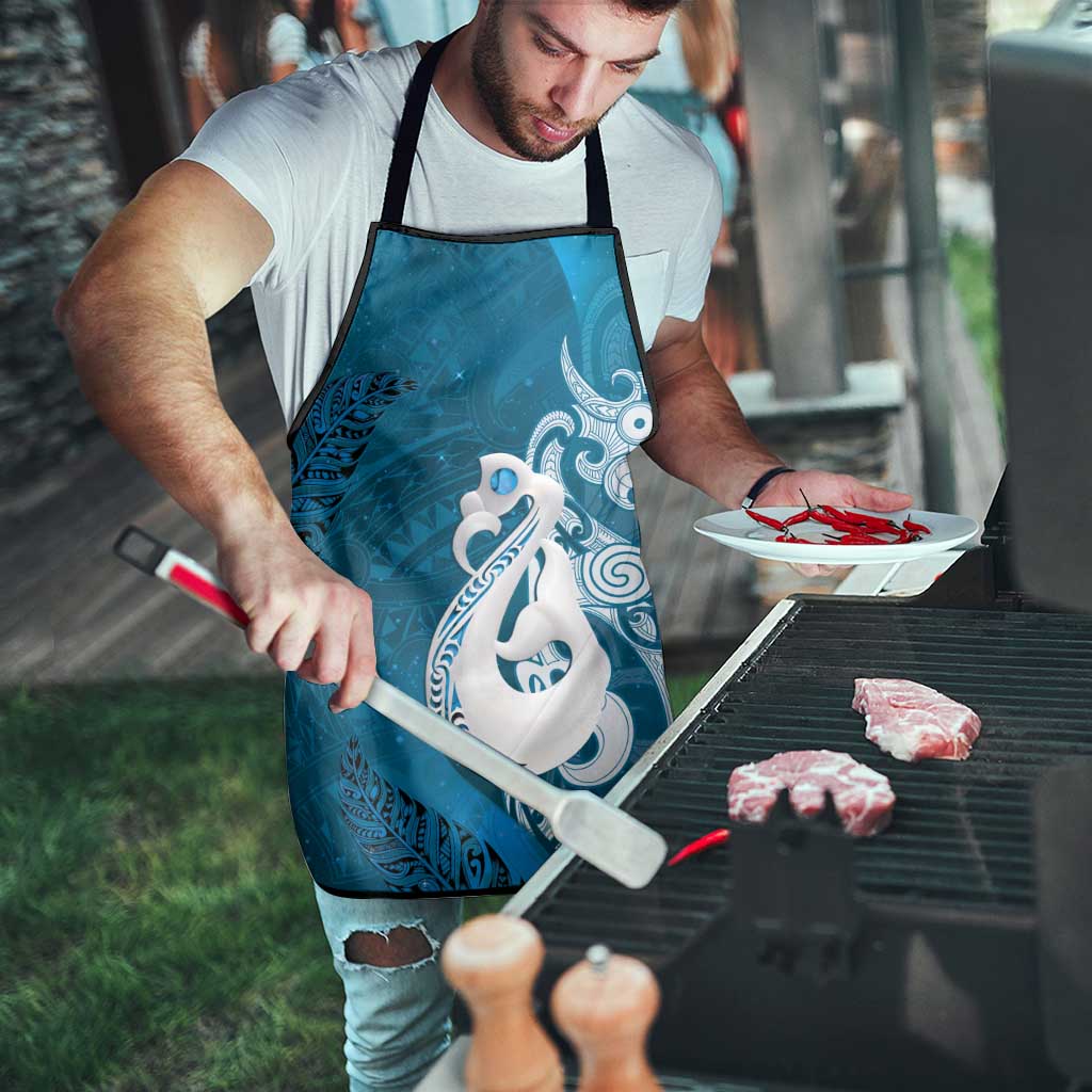 New Zealand Matariki Apron Maori Manaia Galaxy Silver Fern Blue Color