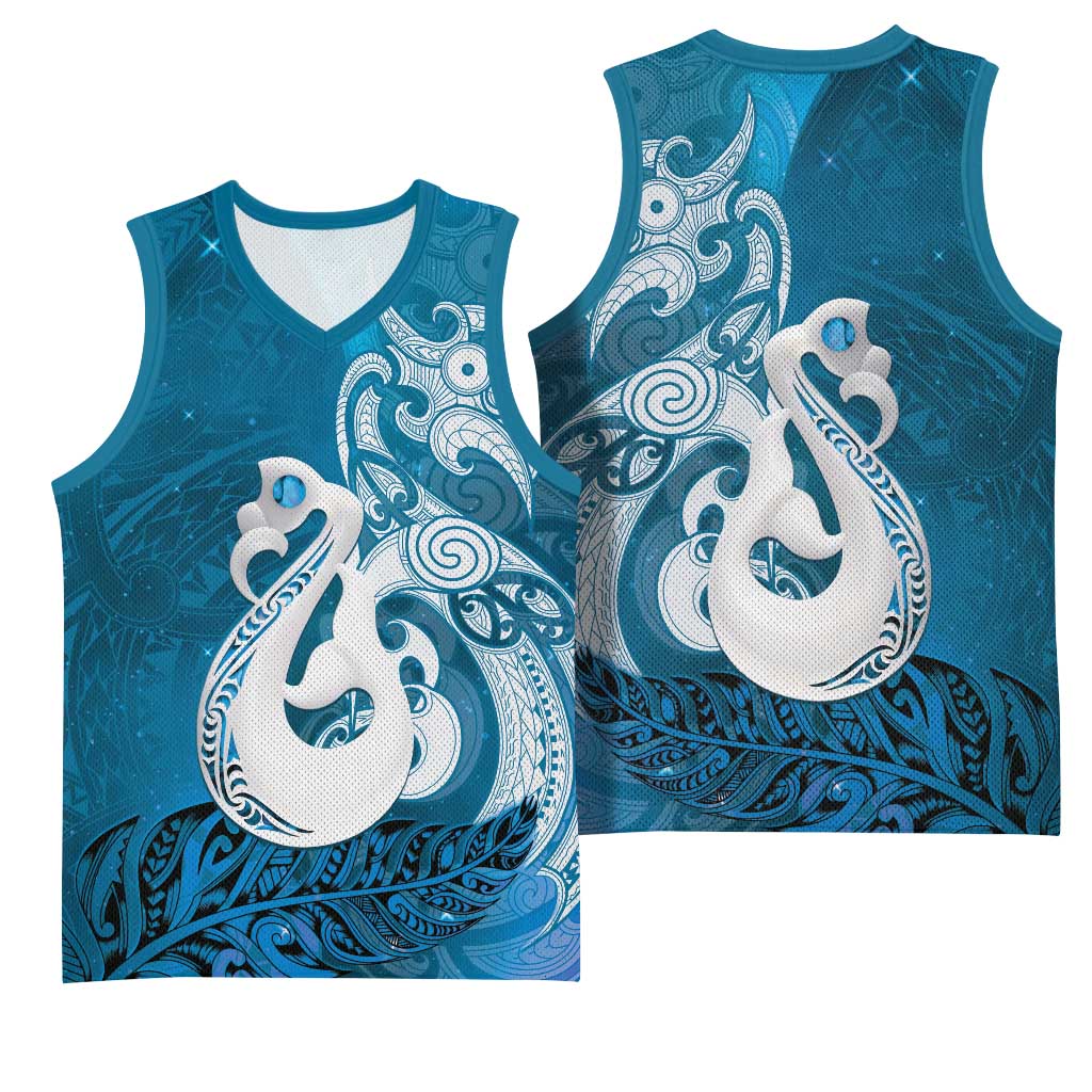 New Zealand Matariki Basketball Jersey Maori Manaia Galaxy Silver Fern Blue Color