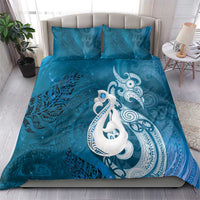 New Zealand Matariki Bedding Set Maori Manaia Galaxy Silver Fern Blue Color