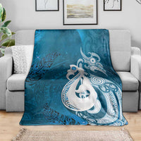 New Zealand Matariki Blanket Maori Manaia Galaxy Silver Fern Blue Color