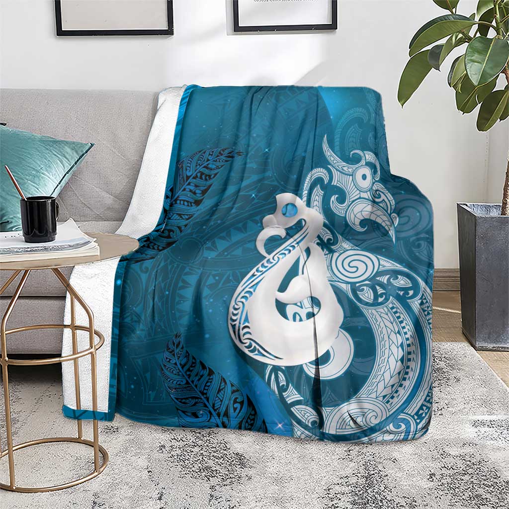 New Zealand Matariki Blanket Maori Manaia Galaxy Silver Fern Blue Color