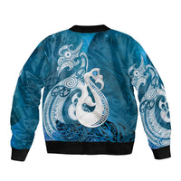 New Zealand Matariki Bomber Jacket Maori Manaia Galaxy Silver Fern Blue Color