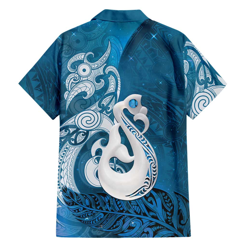 New Zealand Matariki Family Matching Mermaid Dress and Hawaiian Shirt Maori Manaia Galaxy Silver Fern Blue Color LT22 - Polynesian Pride