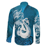 New Zealand Matariki Family Matching Off The Shoulder Long Sleeve Dress and Hawaiian Shirt Maori Manaia Galaxy Silver Fern Blue Color LT22 - Polynesian Pride