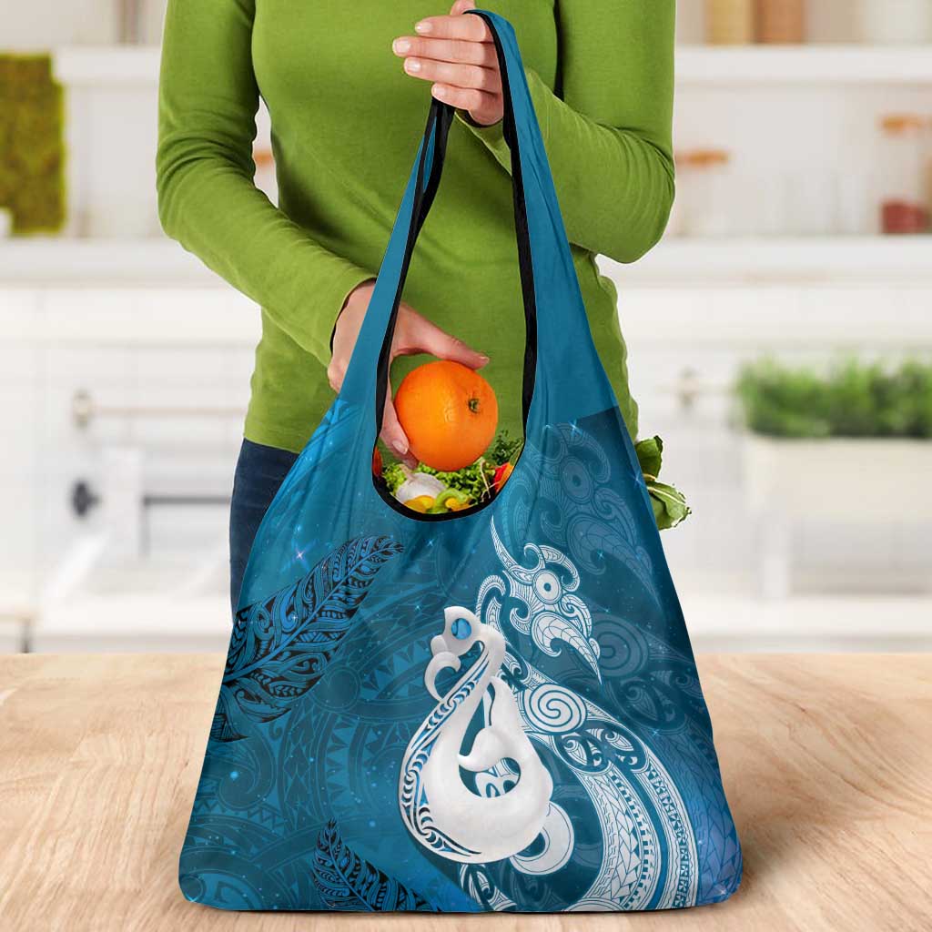 New Zealand Matariki Grocery Bag Maori Manaia Galaxy Silver Fern Blue Color