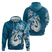 New Zealand Matariki Hoodie Maori Manaia Galaxy Silver Fern Blue Color