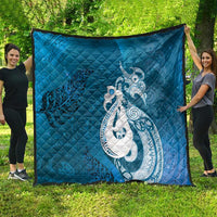 New Zealand Matariki Quilt Maori Manaia Galaxy Silver Fern Blue Color