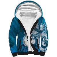 New Zealand Matariki Sherpa Hoodie Maori Manaia Galaxy Silver Fern Blue Color LT22 Unisex Blue - Polynesian Pride