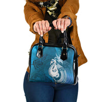 New Zealand Matariki Shoulder Handbag Maori Manaia Galaxy Silver Fern Blue Color