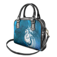 New Zealand Matariki Shoulder Handbag Maori Manaia Galaxy Silver Fern Blue Color
