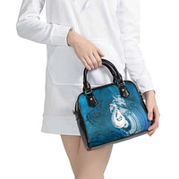 New Zealand Matariki Shoulder Handbag Maori Manaia Galaxy Silver Fern Blue Color