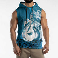 New Zealand Matariki Sleeveless Hoodie Maori Manaia Galaxy Silver Fern Blue Color LT22 - Polynesian Pride