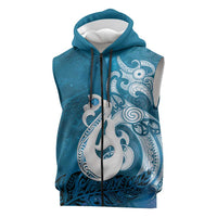 New Zealand Matariki Sleeveless Zip Hoodie Maori Manaia Galaxy Silver Fern Blue Color LT22 Blue - Polynesian Pride