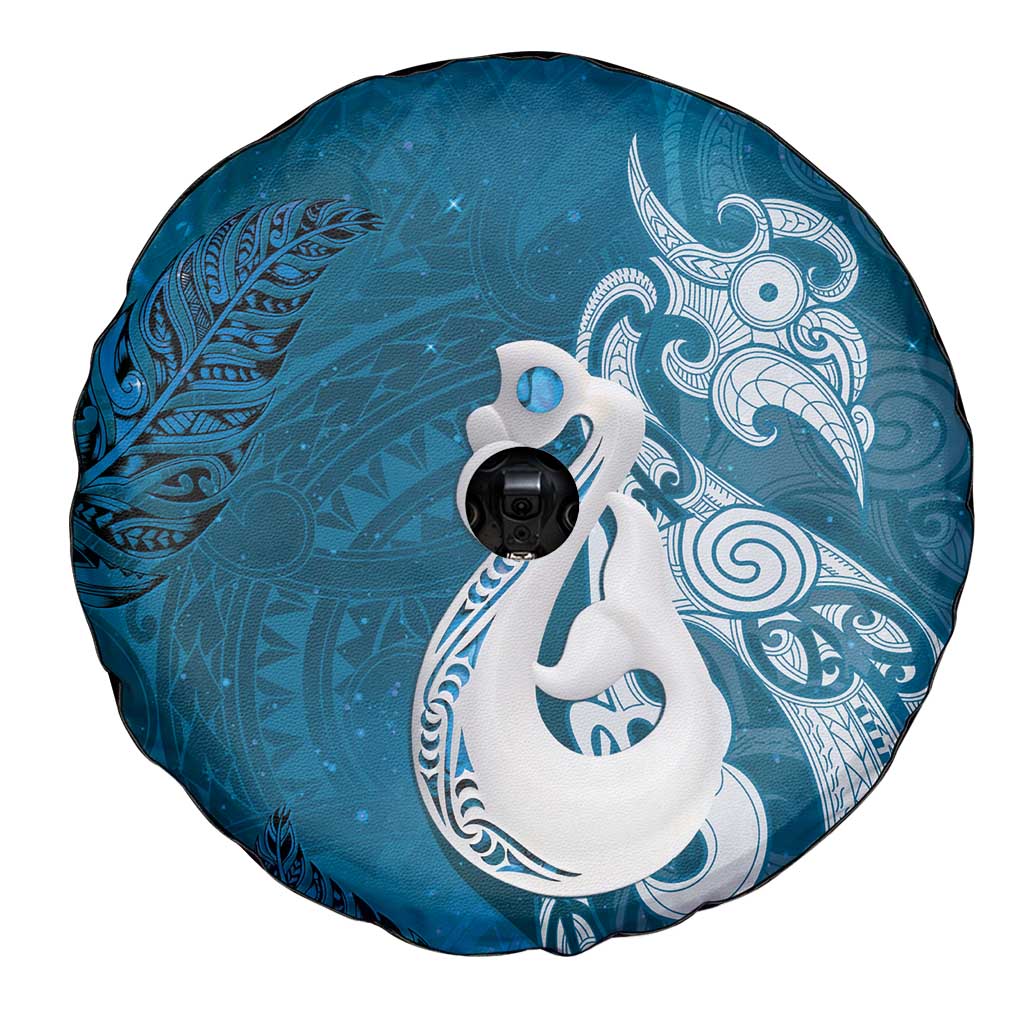 New Zealand Matariki Spare Tire Cover Maori Manaia Galaxy Silver Fern Blue Color