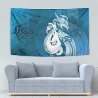 New Zealand Matariki Tapestry Maori Manaia Galaxy Silver Fern Blue Color