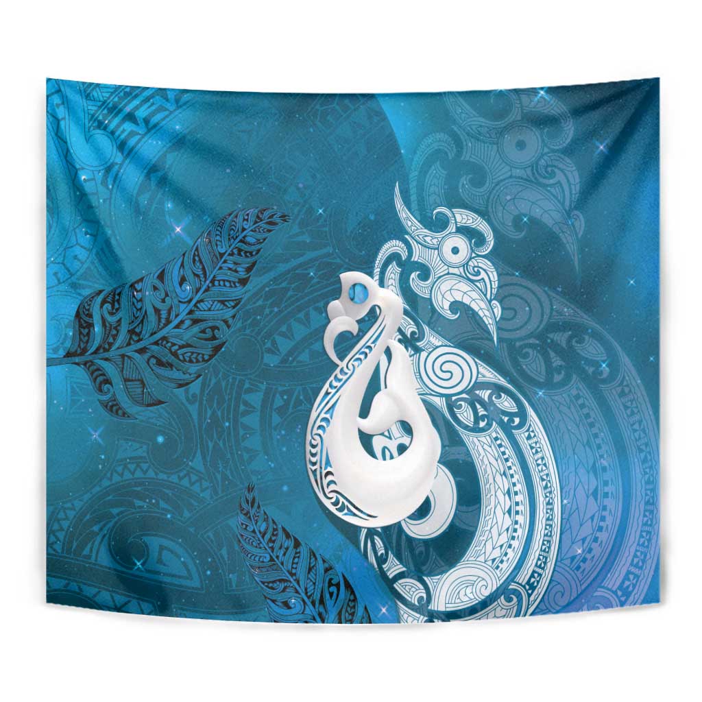 New Zealand Matariki Tapestry Maori Manaia Galaxy Silver Fern Blue Color