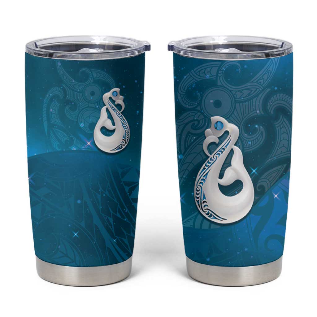New Zealand Matariki Tumbler Cup Maori Manaia Galaxy Silver Fern Blue Color
