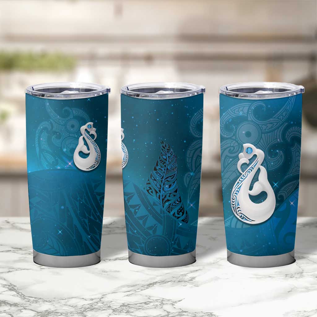 New Zealand Matariki Tumbler Cup Maori Manaia Galaxy Silver Fern Blue Color