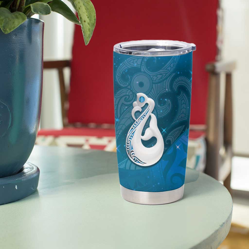 New Zealand Matariki Tumbler Cup Maori Manaia Galaxy Silver Fern Blue Color