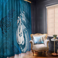 New Zealand Matariki Window Curtain Maori Manaia Galaxy Silver Fern Blue Color