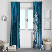 New Zealand Matariki Window Curtain Maori Manaia Galaxy Silver Fern Blue Color