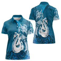 New Zealand Matariki Women Polo Shirt Maori Manaia Galaxy Silver Fern Blue Color LT22 - Polynesian Pride