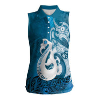 New Zealand Matariki Women Sleeveless Polo Shirt Maori Manaia Galaxy Silver Fern Blue Color LT22 Female Blue - Polynesian Pride