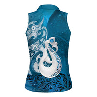 New Zealand Matariki Women Sleeveless Polo Shirt Maori Manaia Galaxy Silver Fern Blue Color LT22 - Polynesian Pride