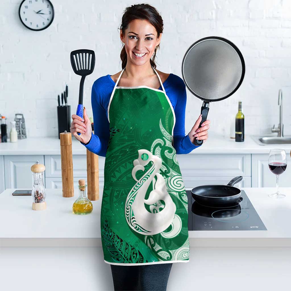 New Zealand Matariki Apron Maori Manaia Galaxy Silver Fern Green Color