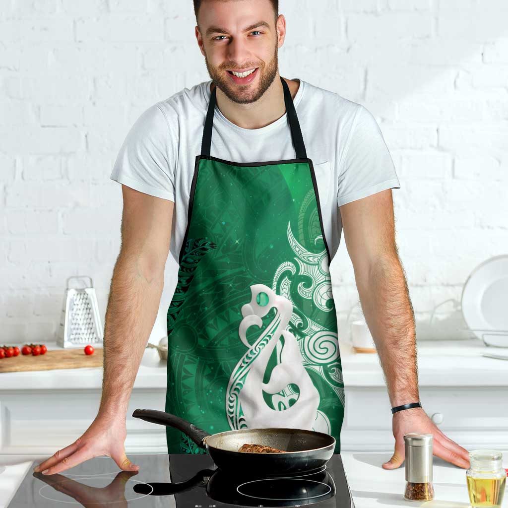 New Zealand Matariki Apron Maori Manaia Galaxy Silver Fern Green Color