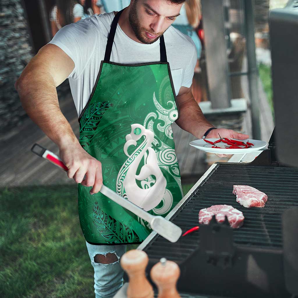 New Zealand Matariki Apron Maori Manaia Galaxy Silver Fern Green Color