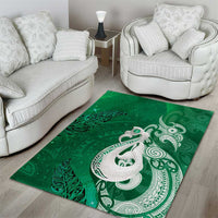 New Zealand Matariki Area Rug Maori Manaia Galaxy Silver Fern Green Color