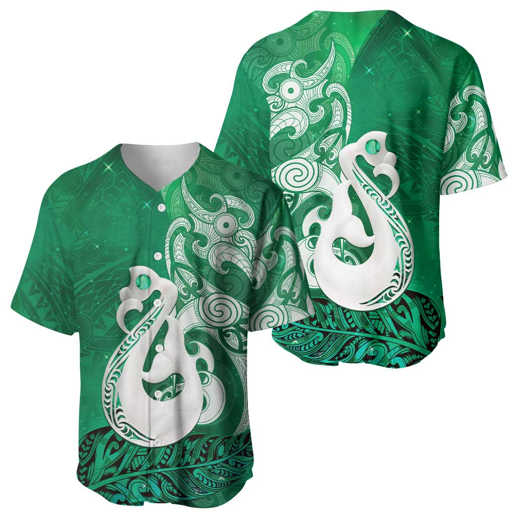 New Zealand Matariki Baseball Jersey Maori Manaia Galaxy Silver Fern Green Color