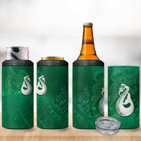 New Zealand Matariki 4 in 1 Can Cooler Tumbler Maori Manaia Galaxy Silver Fern Green Color LT22 - Polynesian Pride