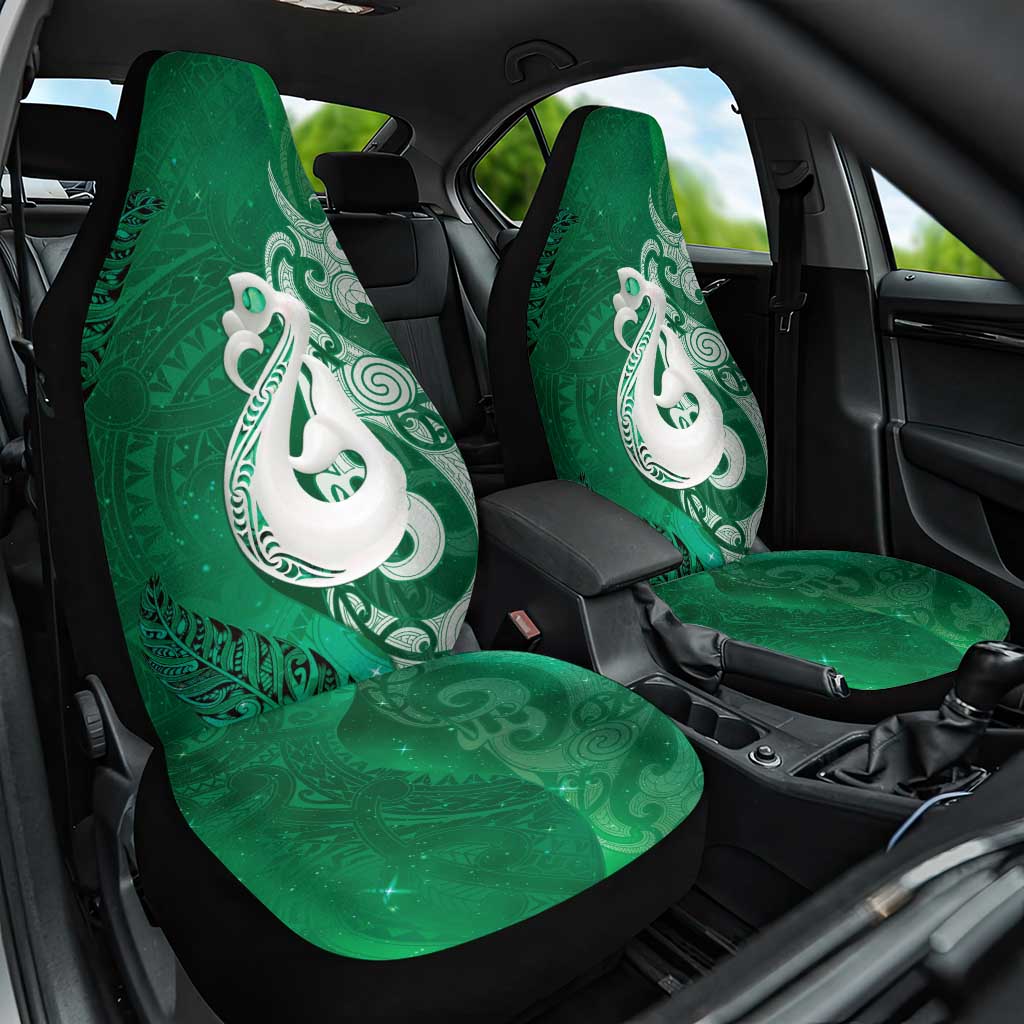 New Zealand Matariki Car Seat Cover Maori Manaia Galaxy Silver Fern Green Color